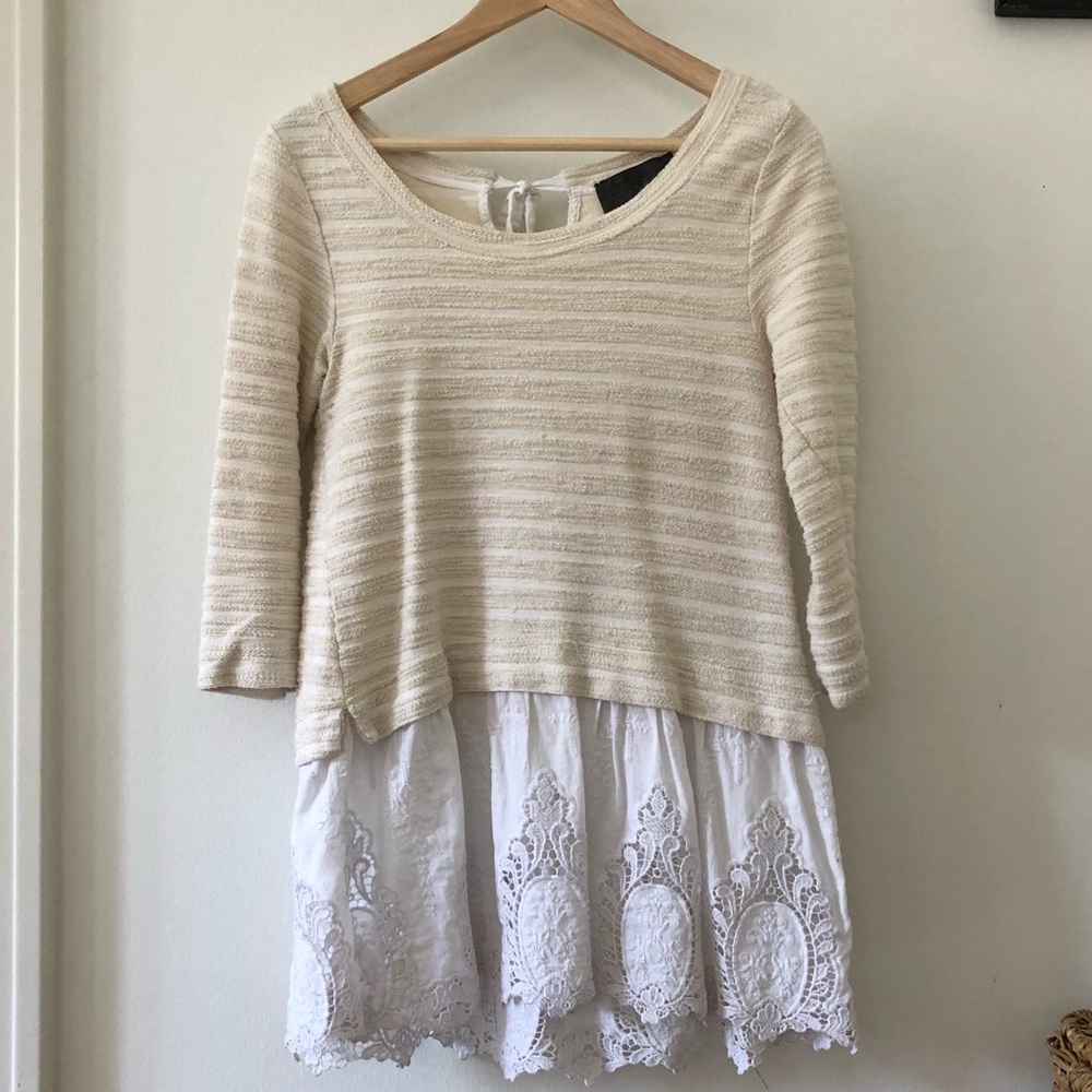 Anthropologie cream and white blouse in size S